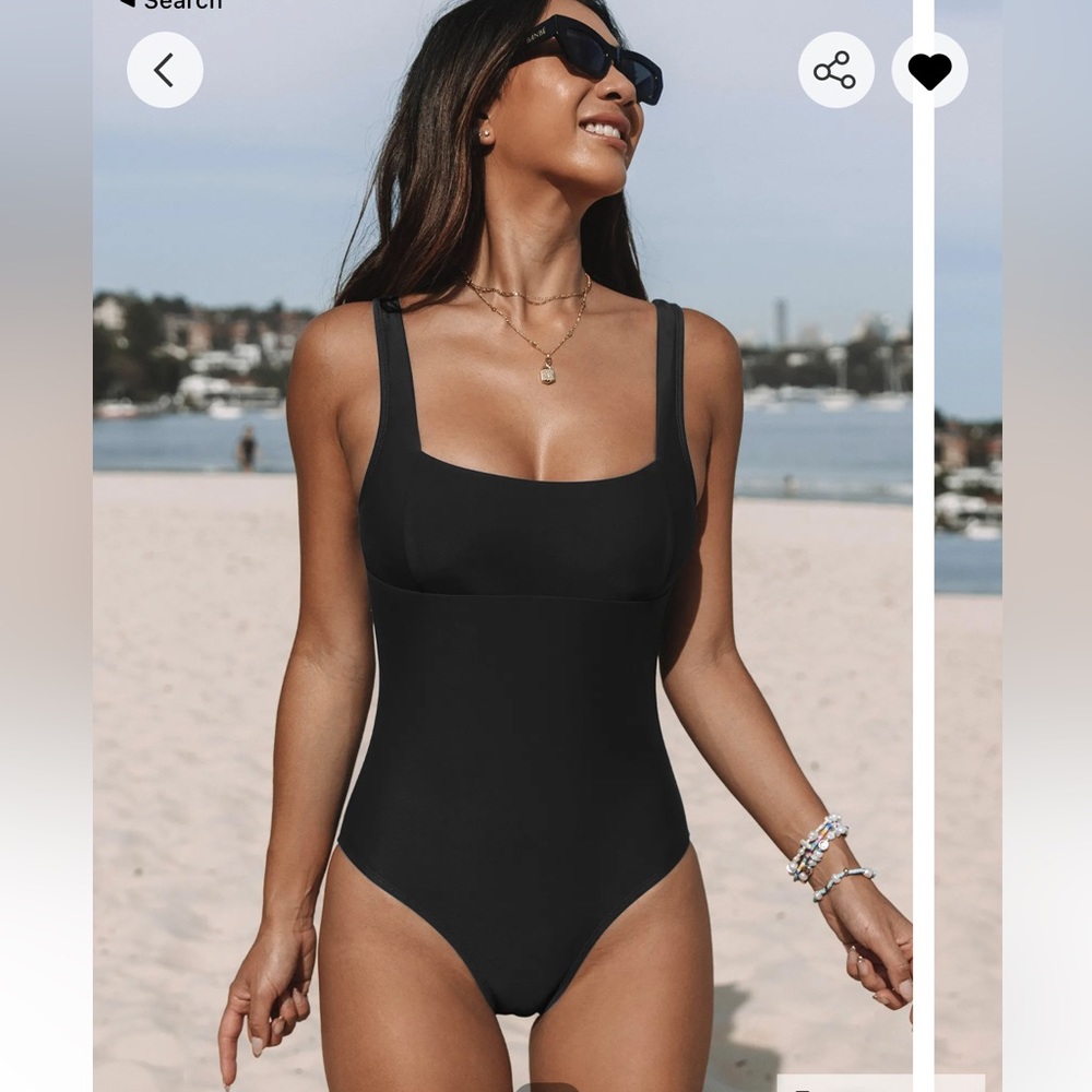 Cupshe small black paneling square neck swimsuit